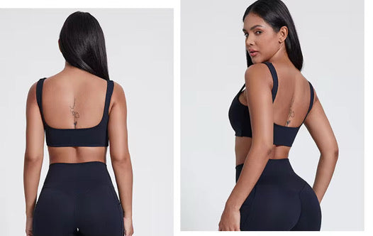 Removable Pad Square Neck Square Back Yoga Bra + No Front Seam High Waist Yoga Leggings Set BY5005+5038