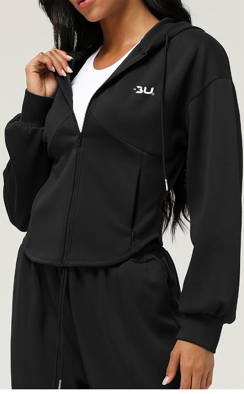 Fearless Dawn  Drawstring Zipper Hoody BY2455