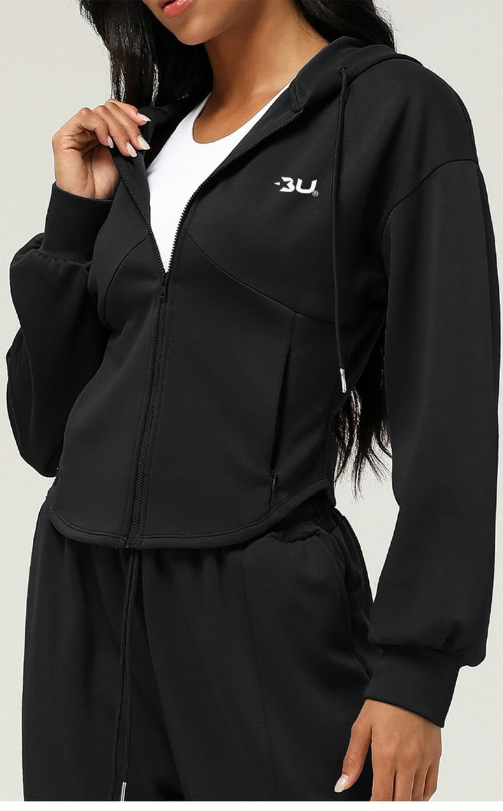 Fearless Dawn  Drawstring Zipper Hoody BY2455